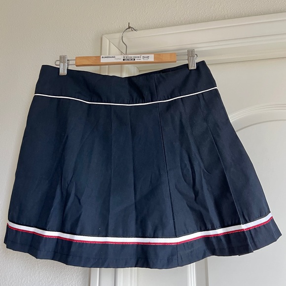 NAVY PLEATED COTTON SKIRT - Picture 3 of 4